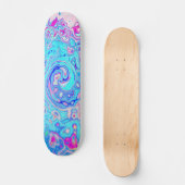 Groovy Abstrakt Retro Robin's Egg Blue Swirl Skateboard (Vorderseite)