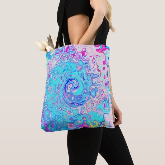 Groovy Abstrakt Retro Robin's Egg Blue Swirl Tasche (Von Nahem)