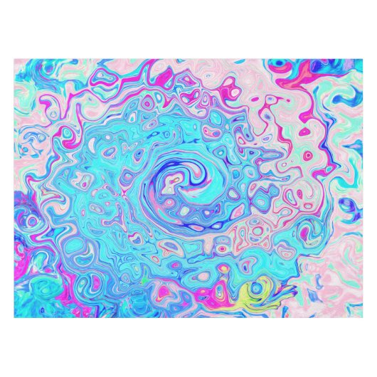 Groovy Abstrakt Retro Robin's Egg Blue Swirl Tischdecke (Vorderseite (Horizontal))