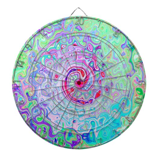 Groovy Abstrakt Retro Rosa und grüner Swirl Dartscheibe (vorne)