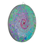 Groovy Abstrakt Retro Rosa und grüner Swirl Dartscheibe (Vorderseite Links)
