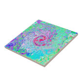 Groovy Abstrakt Retro Rosa und grüner Swirl Fliese (Seite)