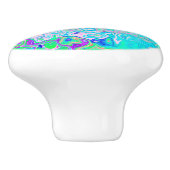 Groovy Abstrakt Retro Rosa und grüner Swirl Keramikknauf (Seitenansicht)