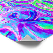 Groovy Abstrakt Retro Rosa und grüner Swirl Poster (Ecke)