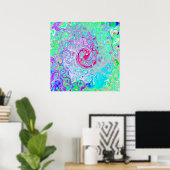 Groovy Abstrakt Retro Rosa und grüner Swirl Poster (Heimbüro)