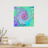 Groovy Abstrakt Retro Rosa und grüner Swirl Poster (Küche)