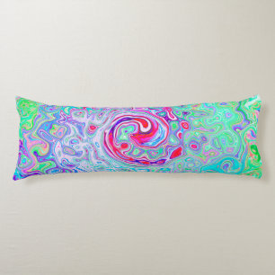Groovy Abstrakt Retro Rosa und grüner Swirl Seitenschläferkissen