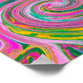 Groovy Abstrakt Retro Rosa und Minzgrün Swirl Poster (Ecke)