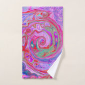 Groovy Abstrakt Retro Rot, Lila und rosa Swirl Badhandtuch Set (Handtuch)