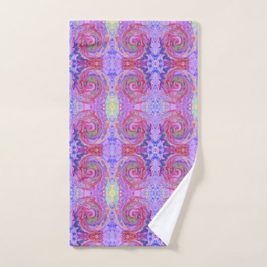 Groovy Abstrakt Retro Rot, Lila und rosa Swirl Badhandtuch Set (Handtuch)