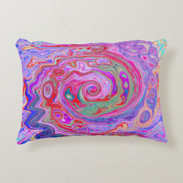 Groovy Abstrakt Retro Rot, Lila und rosa Swirl Dekokissen