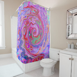 Groovy Abstrakt Retro Rot, Lila und rosa Swirl Duschvorhang
