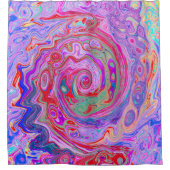 Groovy Abstrakt Retro Rot, Lila und rosa Swirl Duschvorhang (Vorderseite)