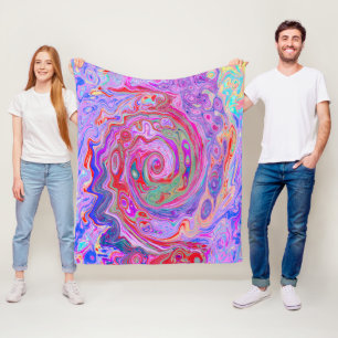 Groovy Abstrakt Retro Rot, Lila und rosa Swirl Fleecedecke