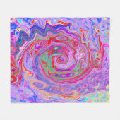 Groovy Abstrakt Retro Rot, Lila und rosa Swirl Fleecedecke (Vorderseite (Horizontal))