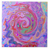 Groovy Abstrakt Retro Rot, Lila und rosa Swirl Fliese (Vorderseite)