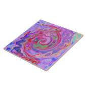 Groovy Abstrakt Retro Rot, Lila und rosa Swirl Fliese (Seite)