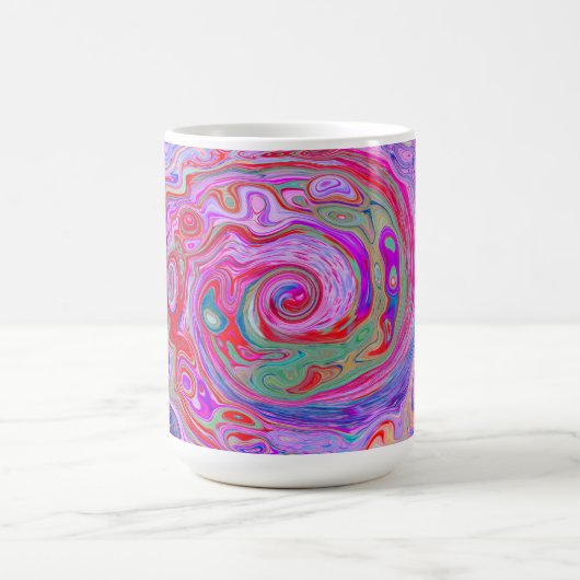 Groovy Abstrakt Retro Rot, Lila und rosa Swirl Kaffeetasse (Mittel)
