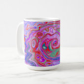 Groovy Abstrakt Retro Rot, Lila und rosa Swirl Kaffeetasse (Vorderseite Links)
