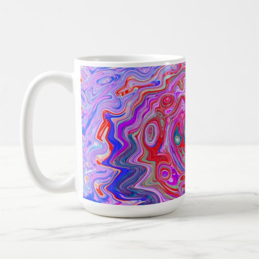 Groovy Abstrakt Retro Rot, Lila und rosa Swirl Kaffeetasse (Links)