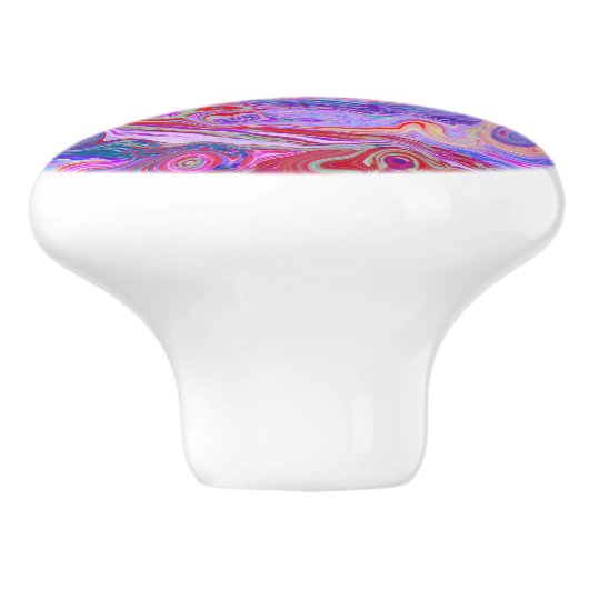 Groovy Abstrakt Retro Rot, Lila und rosa Swirl Keramikknauf (Seitenansicht)