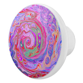 Groovy Abstrakt Retro Rot, Lila und rosa Swirl Keramikknauf