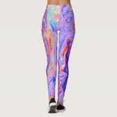 Groovy Abstrakt Retro Rot, Lila und rosa Swirl Leggings (Rückseite)