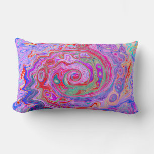 Groovy Abstrakt Retro Rot, Lila und rosa Swirl Lendenkissen