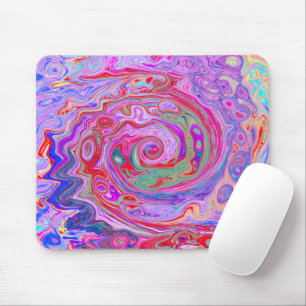 Groovy Abstrakt Retro Rot, Lila und rosa Swirl Mousepad