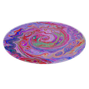 Groovy Abstrakt Retro Rot, Lila und rosa Swirl Schneidebrett