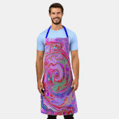Groovy Abstrakt Retro Rot, Lila und rosa Swirl Schürze (Getragen)