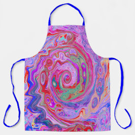 Groovy Abstrakt Retro Rot, Lila und rosa Swirl Schürze