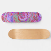 Groovy Abstrakt Retro Rot, Lila und rosa Swirl Skateboard (Horizontal)
