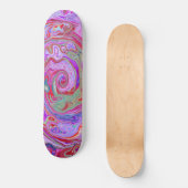 Groovy Abstrakt Retro Rot, Lila und rosa Swirl Skateboard (Vorderseite)