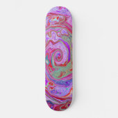 Groovy Abstrakt Retro Rot, Lila und rosa Swirl Skateboard (Vorderseite)