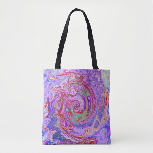 Groovy Abstrakt Retro Rot, Lila und rosa Swirl Tasche (Vorderseite)