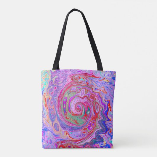 Groovy Abstrakt Retro Rot, Lila und rosa Swirl Tasche (Rückseite)