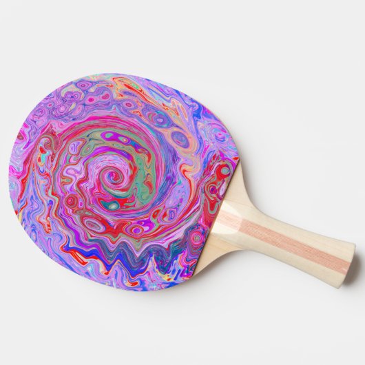 Groovy Abstrakt Retro Rot, Lila und rosa Swirl Tischtennis Schläger (Seitenansicht)