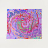 Groovy Abstrakt Retro Rot, Lila und rosa Swirl Wandteppich (Vorderseite (Horizontal))