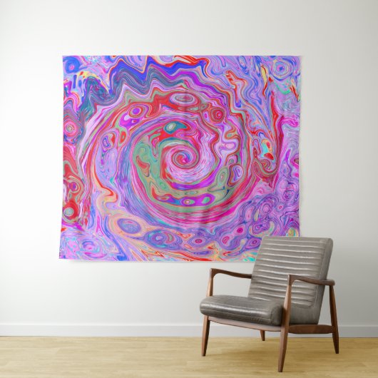 Groovy Abstrakt Retro Rot, Lila und rosa Swirl Wandteppich (Beispiel (Horizontal))