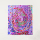 Groovy Abstrakt Retro Rot, Lila und rosa Swirl Wandteppich (Vorderseite)