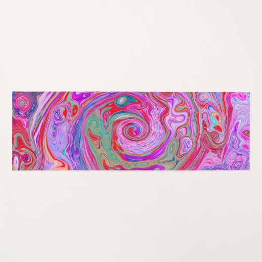 Groovy Abstrakt Retro Rot, Lila und rosa Swirl Yogamatte (Vorderseite (Horizontal))