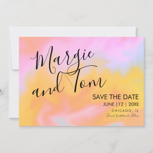 Groovy Abstrakt Script Save the Date Einladung (Vorderseite)