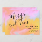 Groovy Abstrakt Script Save the Date Einladung (Vorne/Hinten)