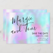 Groovy Abstrakt Script Save the Date Rosa Blau Einladung (Vorne/Hinten)