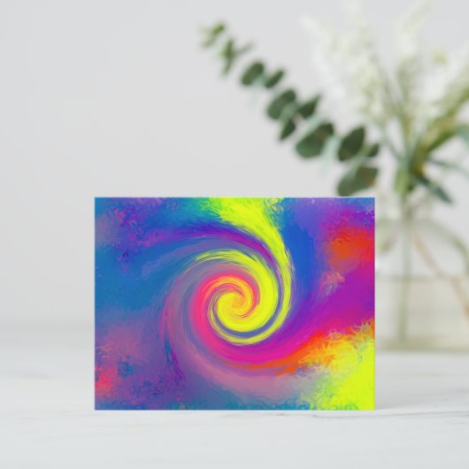 Groovy Abstrakt Spiral Swirl Postkarte (Stehend Vorderseite)