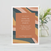 Groovy Abstrakt Terracotta Office Holiday Party Einladung (Stehend Vorderseite)