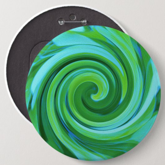 Groovy Abstrakt Türkis Liquid Swirl Malerei Button (Vorne & Hinten)