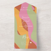 Groovy Abstrakt Waves Wedding All In One Einladung (Innen Boden)