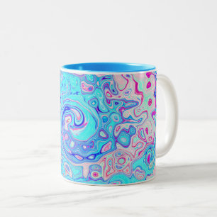 Groovy Abstrakte Retro-Rotkehlcheneiblau-Swirle Zweifarbige Tasse